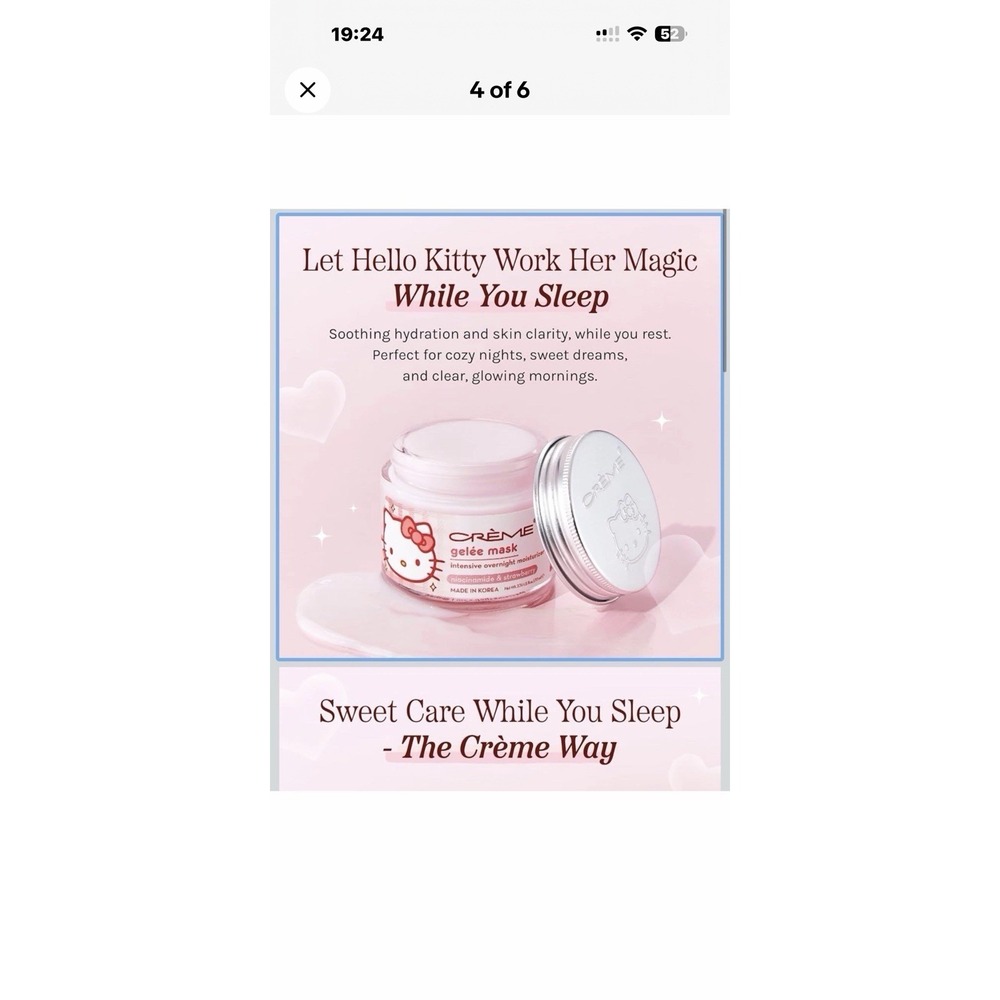 The Creme Shop Hello Kitty Overnight Face Mask Gel Hydrating Niacinamide K-Beaut - Picture 6 of 7